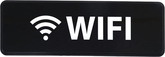 Winco SGN-330 3" x 9" Black Information Sign - "WiFi"