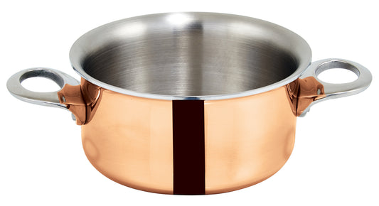 Winco DCCR-3C 15 oz. Copper-Plated Mini 3.75" Casserole