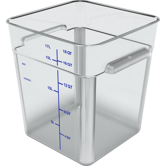 Carlisle 1195507 18 Qt Clear Square Polycarbonate Food Storage Container