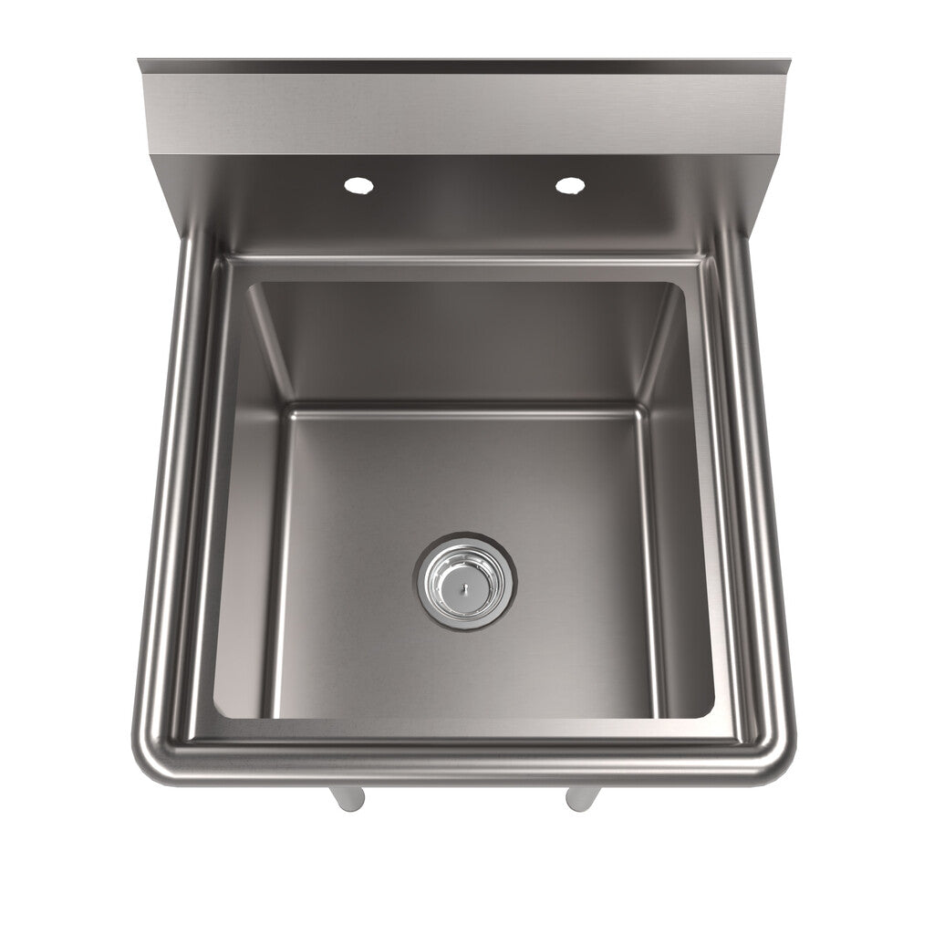 BK Resources BKS-1-18-12S One Compartment Stainless Steel Sink 18X18X12D No DB w/ Legs & Bracing