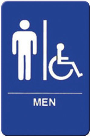 Winco SGNB-652B 6" x 9" Information Sign (Braille) - "Men/Accessible"