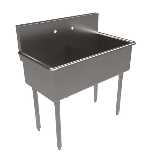 BK Resources BK8BS-2-1821-12 2-Compartment Stainless Steel Budget Sink, Rolled Front & Side Edges 21Lx18Wx12D