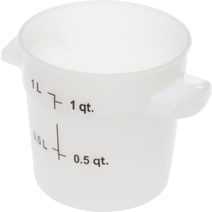 Carlisle 1097102 1 Qt White Round Polyethylene StorPlus Food Storage Container