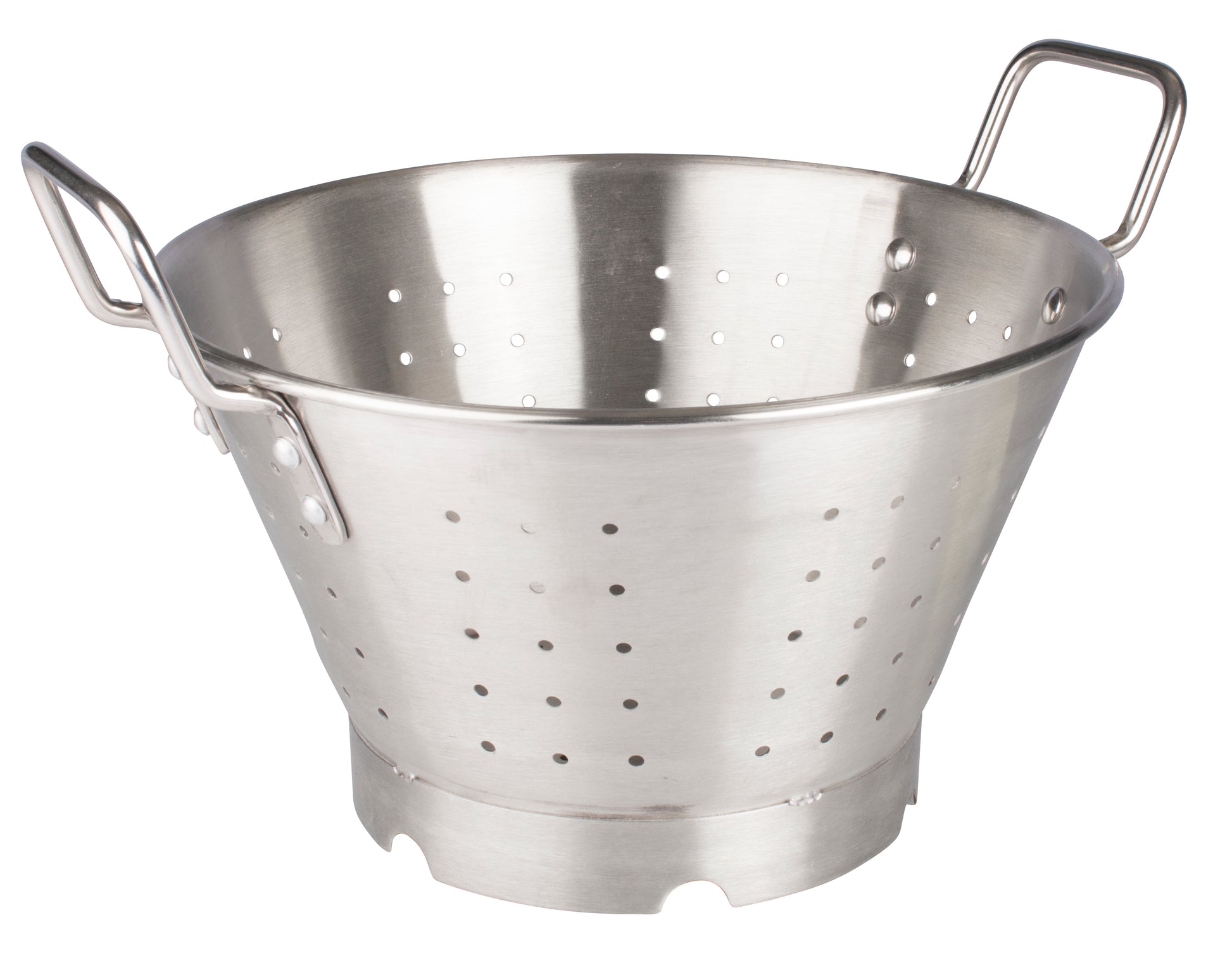Winco SLO-11 11 Qt. 15" Stainless Steel Heavy Duty Colander w/ Handles & Base