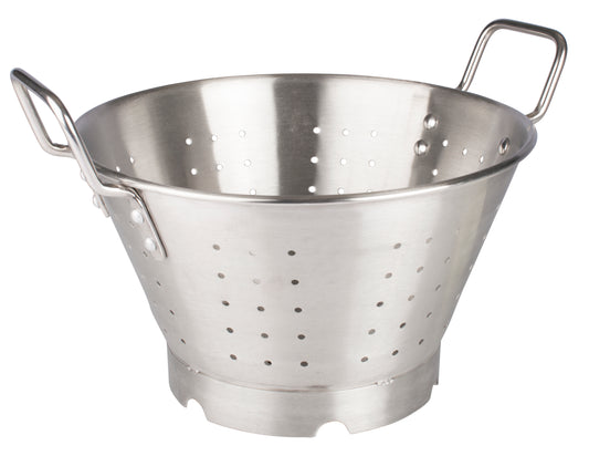 Winco SLO-11 11 Qt. 15" Stainless Steel Heavy Duty Colander w/ Handles & Base