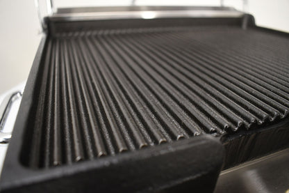 Omcan 42910 10" x 11" Single Panini Grill with Grooved Plates and Timer
