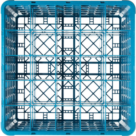 Carlisle RG25-414 Carlisle Blue 25-Compartment Polypropylene OptiClean Divided Glass Rack with 4 Extenders 10.3"
