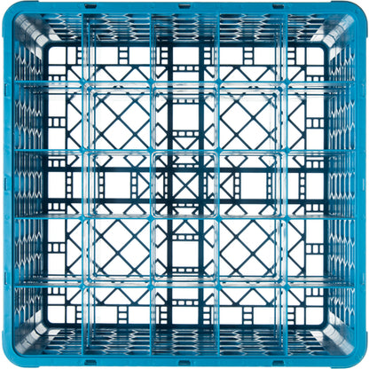 Carlisle RG25-414 Carlisle Blue 25-Compartment Polypropylene OptiClean Divided Glass Rack with 4 Extenders 10.3"
