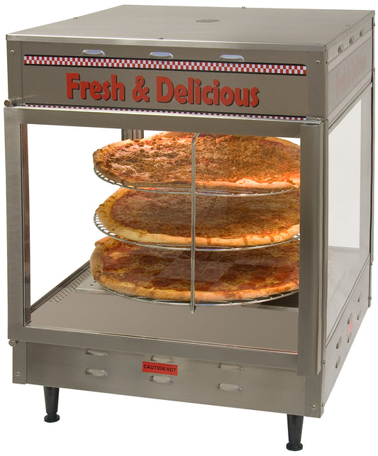 Winco 51018 Benchmark 18" Humidified Rotating Pizza / Pretzel Warmer Display