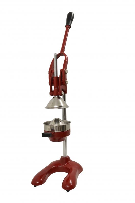 Omcan 23576 Red Manual Cast Iron Citrus Squeezer with 5" Cutter Plate Diameter