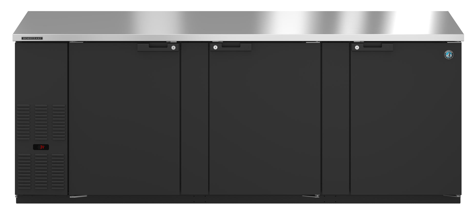 Hoshizaki BB95 Black Three Section Vinyl Back Bar Back Bar, Solid Doors Refrigerator