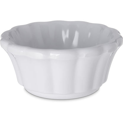 Carlisle 4394402 3 oz White Melamine Scalloped Ramekin