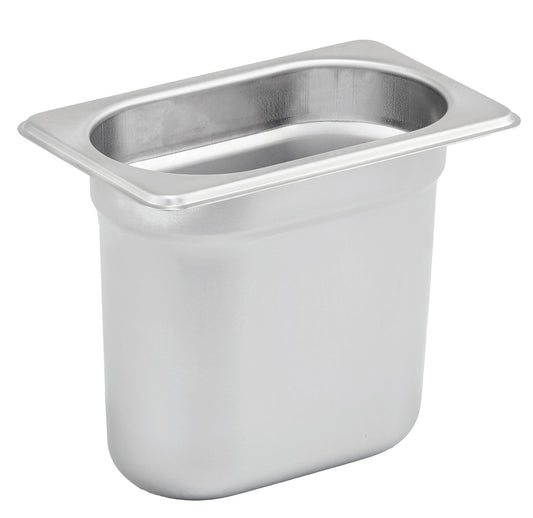 Winco SPJH-906GN 1/9 Size Stainless Steel GN Steam Pan, 6" Deep