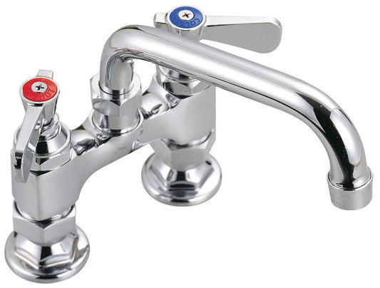 BK Resources BKF4HD-12-G 4" Chrome-Plated Brass O.C. Optiflow Deck Mount Faucet W/12" Spout