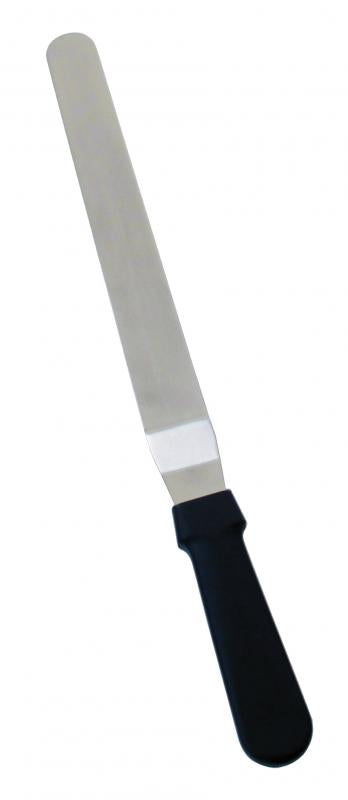 Omcan 80143 Stainless Steel Offset Spatula with 8 1/2" x 1 1/2" blade and Black Plastic Handle