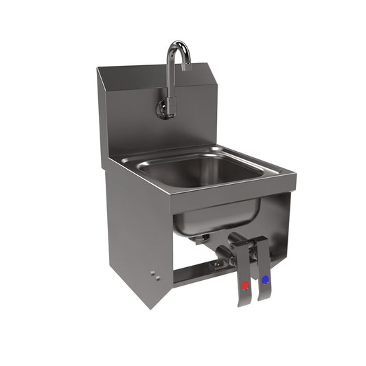 BK Resources BKHS-W-SS-1-BKK-PG Stainless Steel Space Saver Hand Sink w/ Knee Valve, Faucet & Bracket