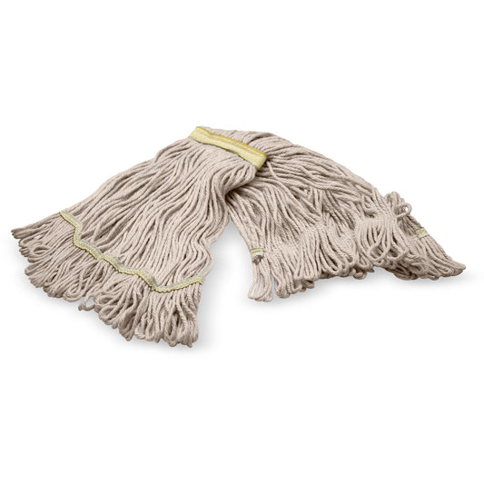 Carlisle 369411B00 Small Natural Acrylic Fiber 4 PlyYellow Band Mop w/ Looped-End