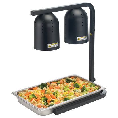 Winco EHL-3C Black Two 250 W Bulbs Electric Heat Lamp