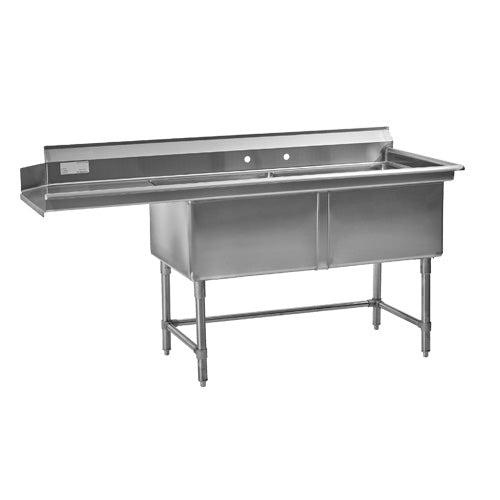 Thorinox TSS-2424-LDW Double Sink for Dishwasher with Left Drainboard
