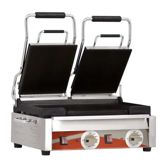 Omcan 21466 10" x 18" Double Panini Grill with Smooth Plates