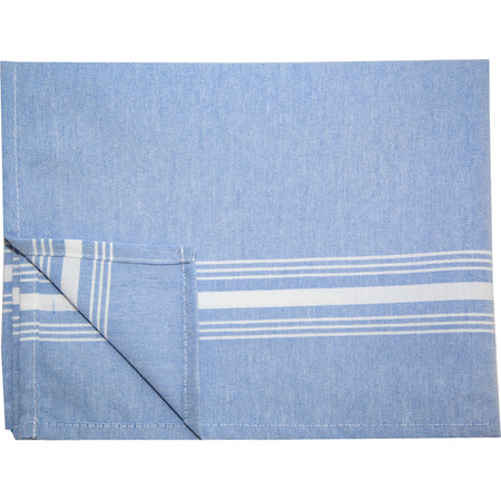 Snap Drape 54251822NH002 18" x 22" Blue 50% Spun Polyester/50% Filament Chambray Striped Napkin
