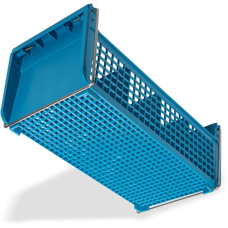 Carlisle C32P214 17" x 7.75" x 6.9" Carlisle Blue 8-Compartment Polypropylene Perma-Sil Flatware Storage Basket with Handles