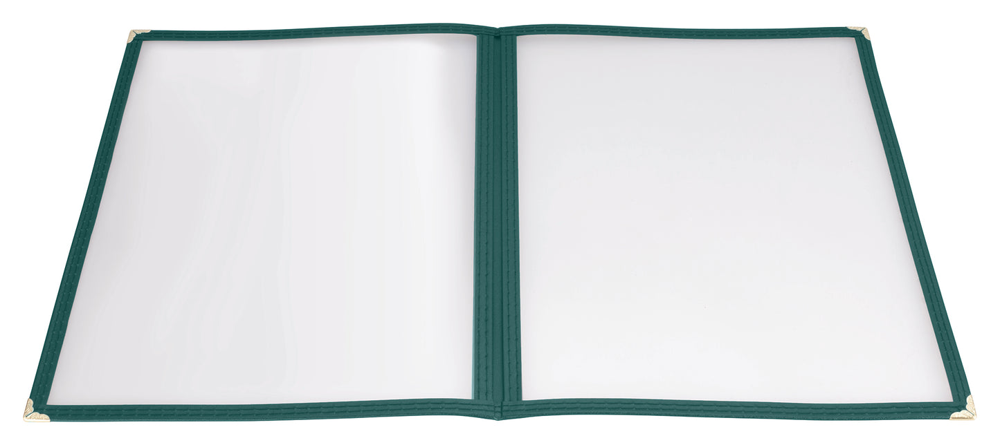 Winco PMCD-9G 9-3/8" x 12-1/8" Green Double Fold Menu Cover
