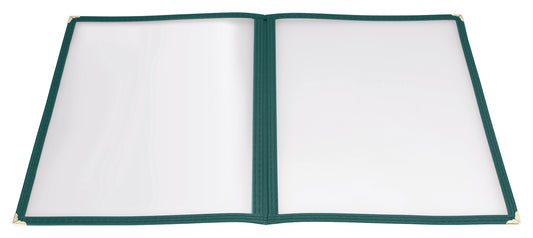 Winco PMCD-9G 9-3/8" x 12-1/8" Green Double Fold Menu Cover