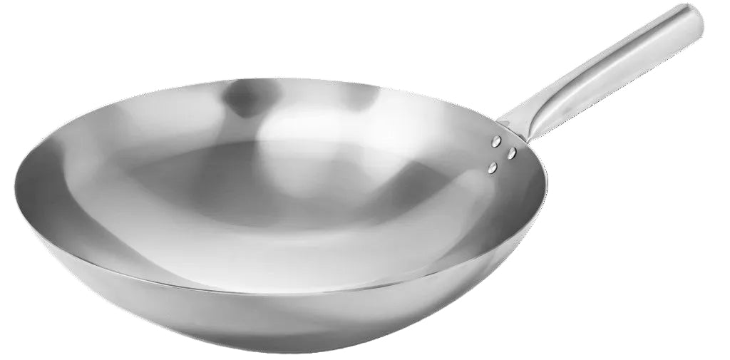 Omcan 47543 14" Stainless Steel Mandarin Wok, Nailed Joint