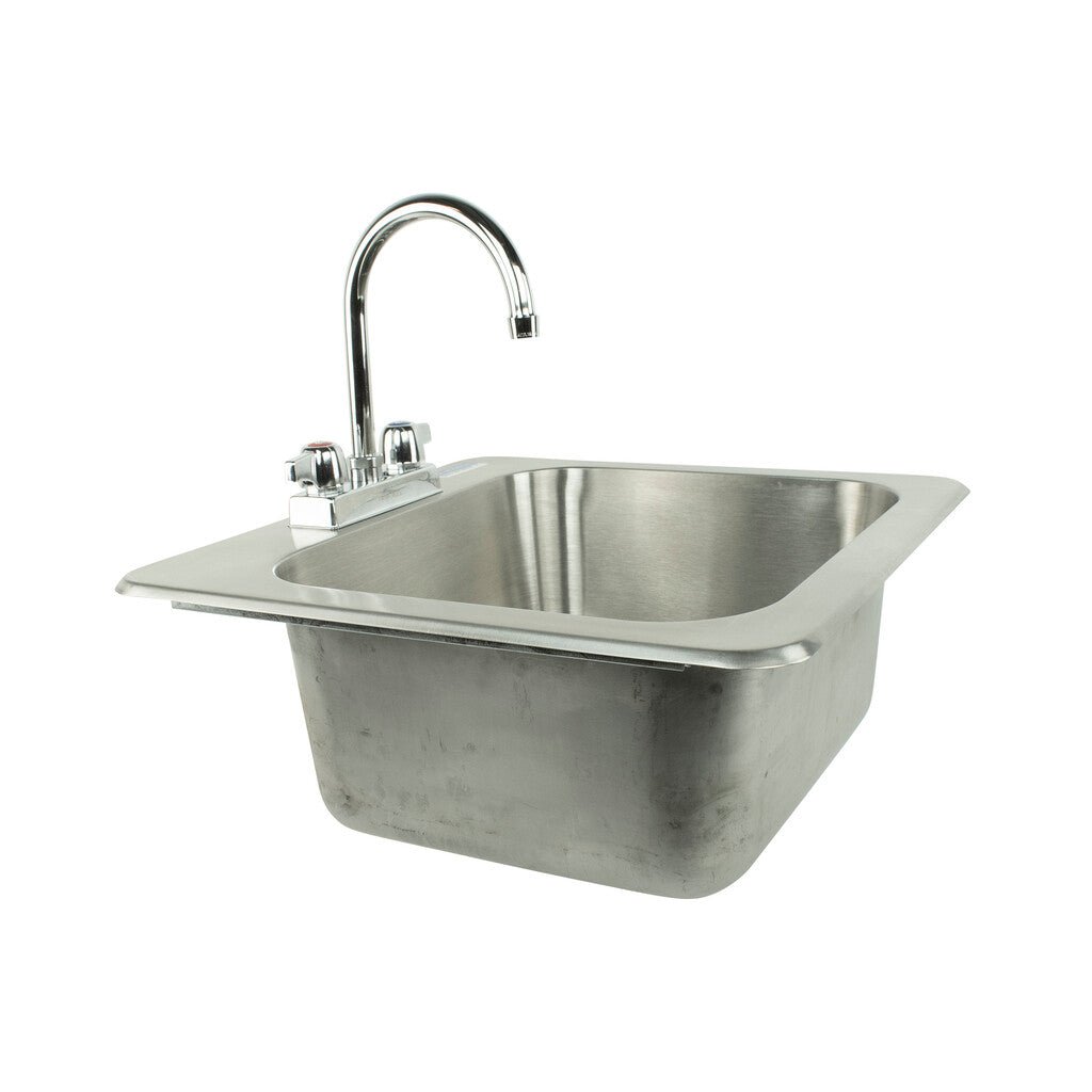 BK Resources DDI-1614824-P-G One Compartment Stainless Steel Drop-In Sink 16L x 14W x 8D Bowls w/ Faucet