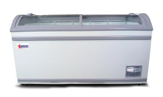 Omcan 31457 58-inch Ice Cream Display Chest Freezer with Curve Glass Top
