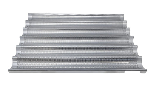 Omcan 81116 26" x 18" Baguette/French Bread Pan, Glazed Aluminum, 6-Loaf 26" x 2-7/16" Compartments