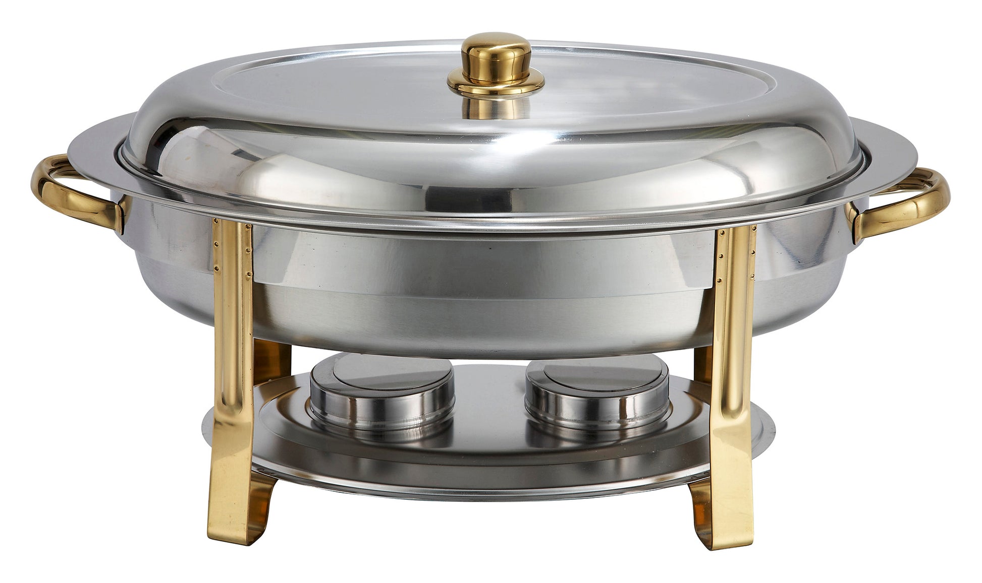 Winco 202 6 Qt. Gold Accent Stainless Steel Malibu Chafer