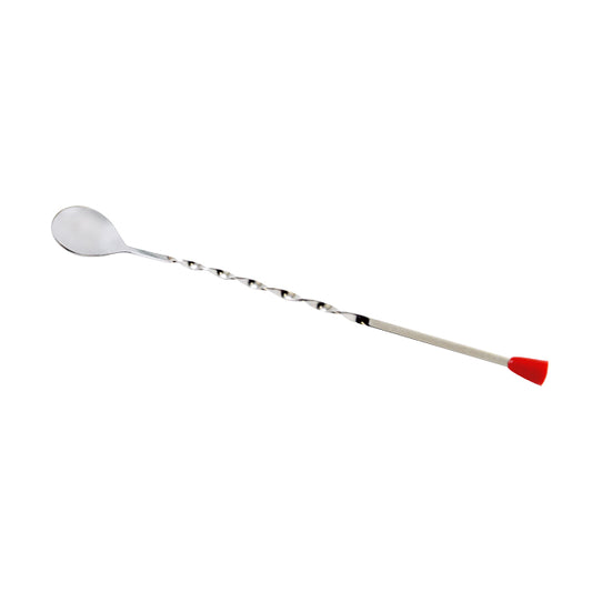 Omcan 80845 11-inch Stainless Steel Bar Spoon with Red Knob