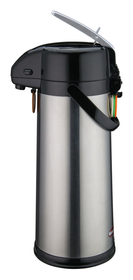 Winco AP-835 3 L Stainless Steel Body Glass Lined Airpot w/ Lever Top