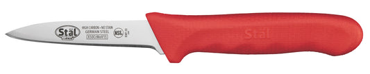 Winco KWP-30R 3-1/4" Red Polypropylene Handle Paring Knives (2pcs/pk)