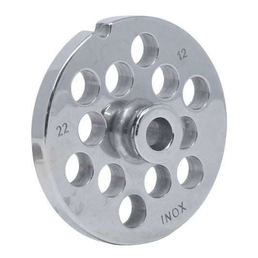 Omcan 11204 #22 One Notch/Round European Style Stainless Steel Plate with Hub, 12mm (1/2")