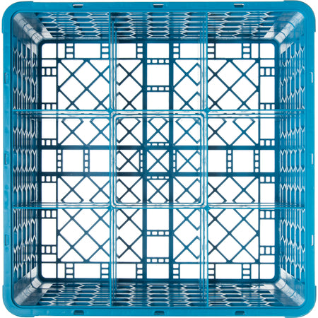 Carlisle RG9-414 Carlisle Blue 9-Compartment Polypropylene OptiClean Divided Glass Rack with 4 Extenders 10.50"