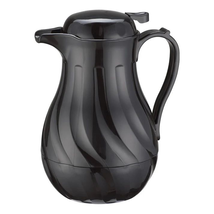 Winco VSW-20K 20 oz. Black Swirl Push Button Insulated Beverage Server