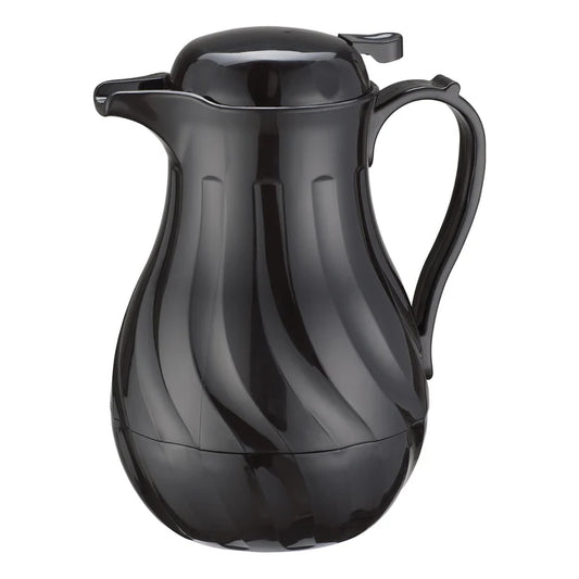 Winco VSW-20K 20 oz. Black Swirl Push Button Insulated Beverage Server