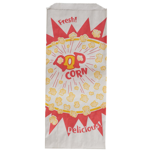 Winco 41003 2 oz. Benchmark Paper Popcorn Bags (1000 bags/case)