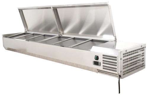 Omcan 46497 78" Refrigerated Topping Rail with Stainless Steel Cover