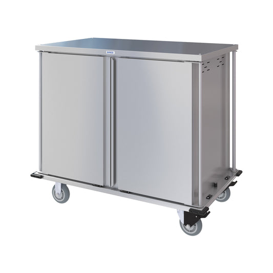 Dinex DXPTQC2T2DPT28 2 Trays Per Slide 28 Trays Double Door Stainless Steel Totally Quiet Compact Meal Delivery Cart