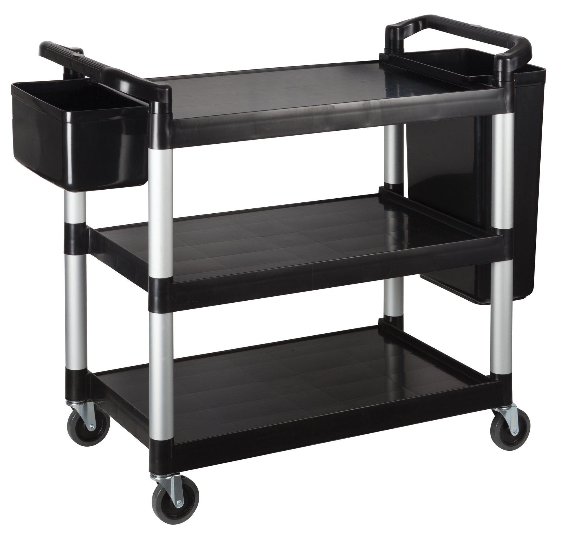 Winco UC-3019K Black 3-Tier Plastic Utility Cart
