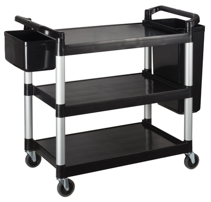 Winco UC-3019K Black 3-Tier Plastic Utility Cart