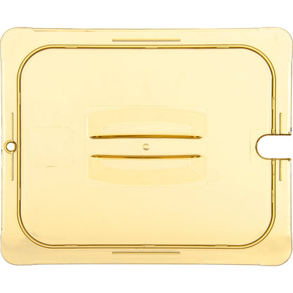 Carlisle 10431U13 1/2 Size Amber High Heat Plastic StorPlus Handled Universal Food Pan Lid