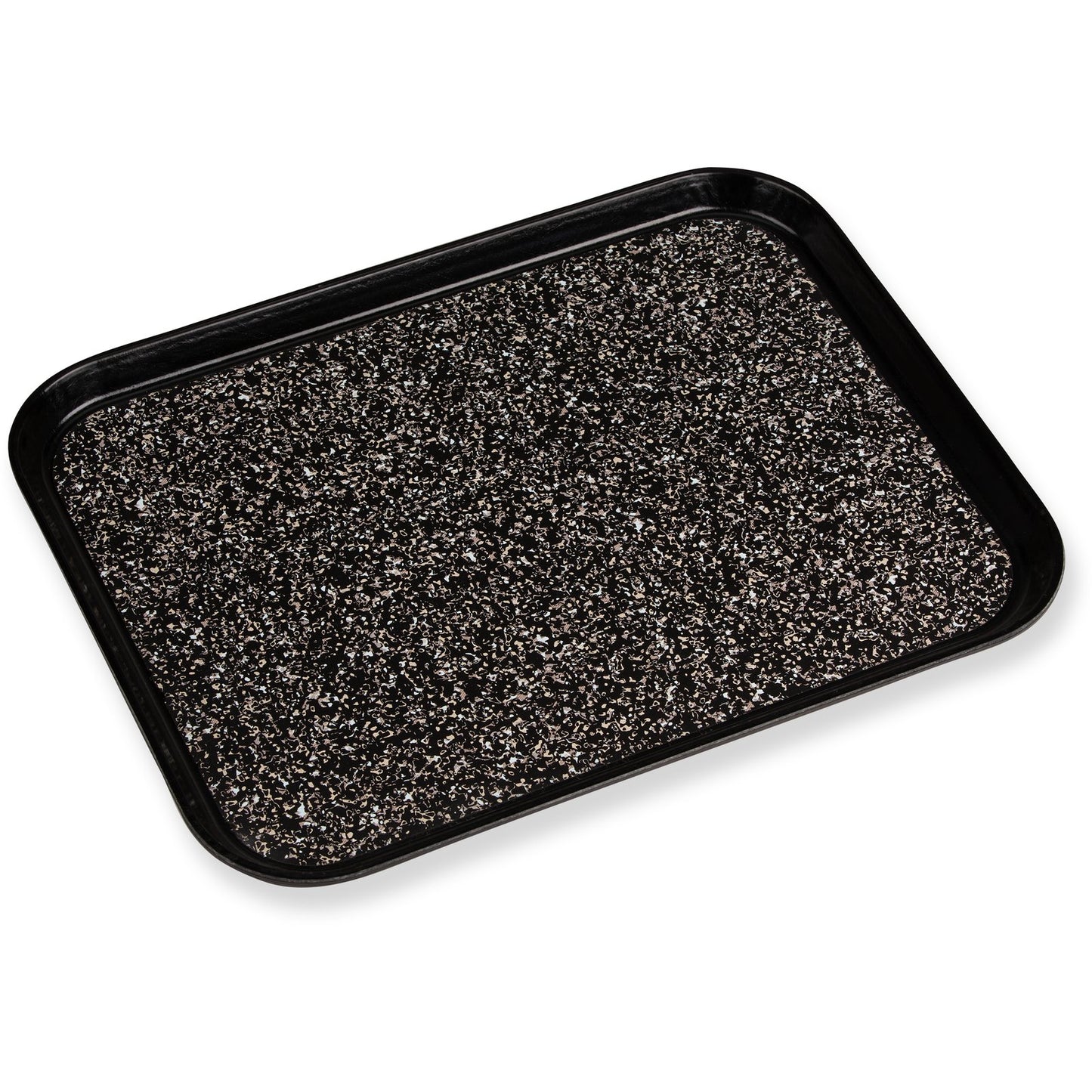Carlisle DXSMC1418NSM03 14" x 18" Black Fiberglass Glasteel Marble Non-Skid Tray