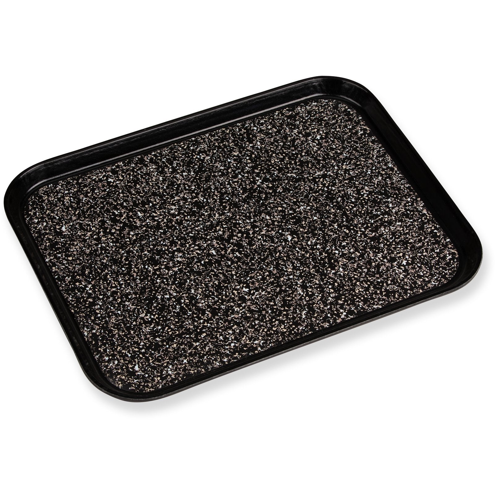 Carlisle DXSMC1418NSM03 14" x 18" Black Fiberglass Glasteel Marble Non-Skid Tray