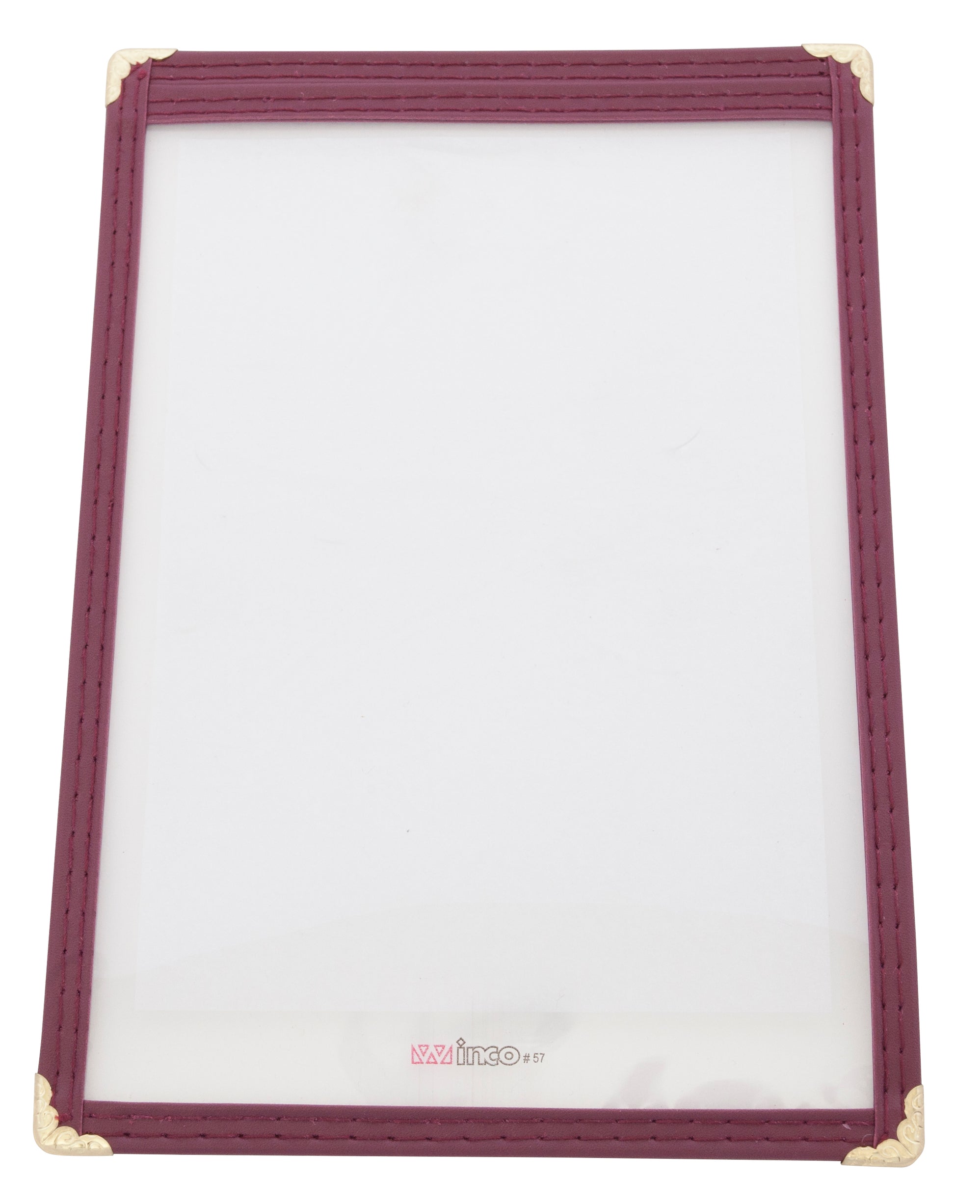 Winco PMC-5U 6-3/8" x 9-3/8" Burgundy Single Menu Cover