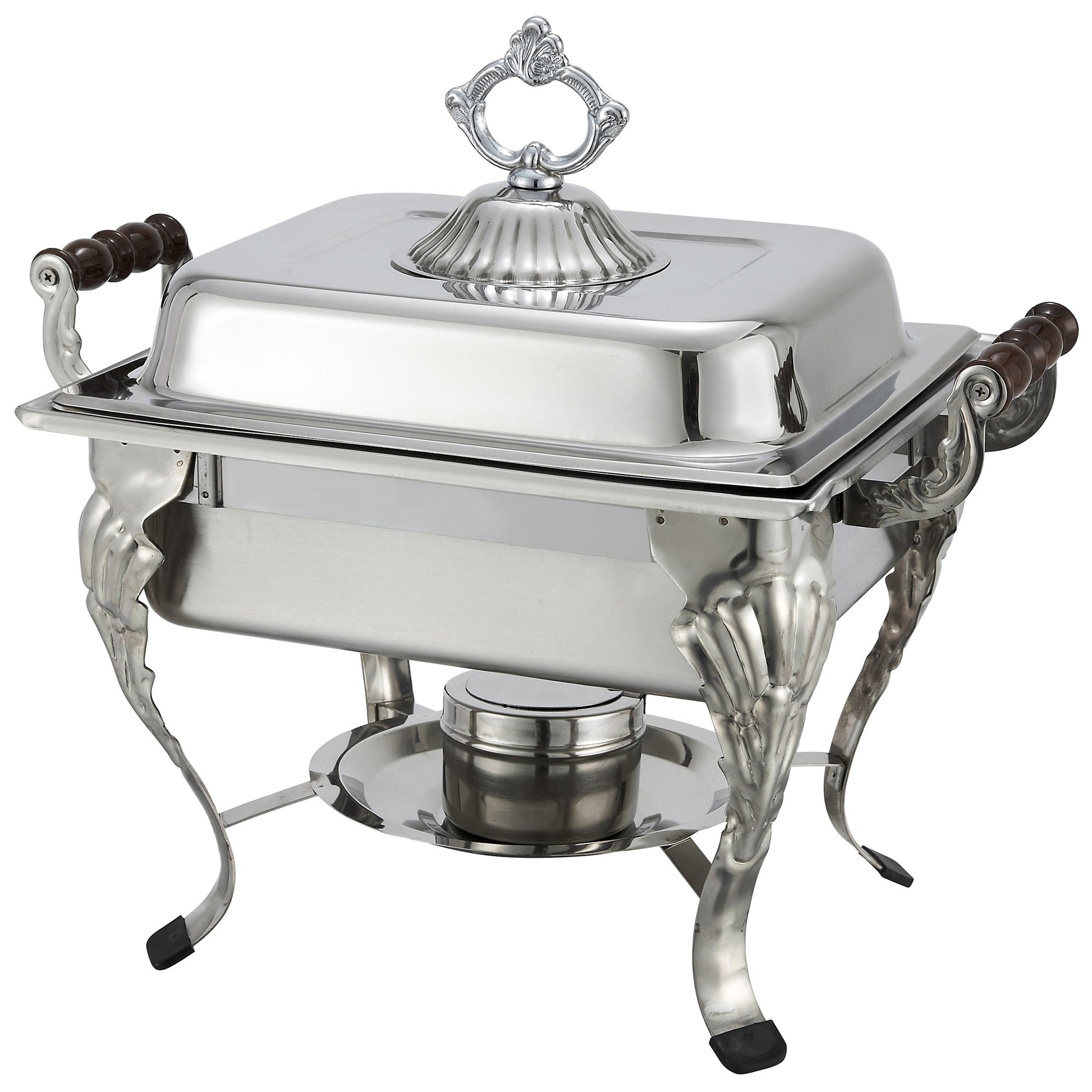 Winco 508 4 Qt. Half-size Stainless Steel Crown Chafer